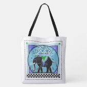 Olifantenshow in Aqua Tote Bag (Achterkant)