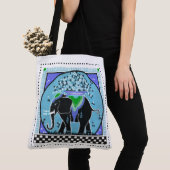 Olifantenshow in Aqua Tote Bag (Dichtbij)