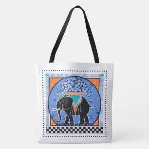 Olifantenshow in het blauw tote bag