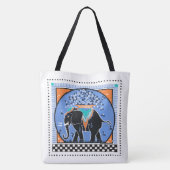Olifantenshow in het blauw tote bag (Achterkant)