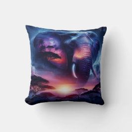 Olifantensilhouet bij zonsondergang kussen