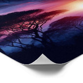 Olifantensilhouet bij zonsondergang poster (Hoek)