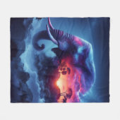 Olifantensilhouet samengevoegd met levendige zonso fleece deken (Voorkant (Horizontaal))