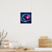 Olifantensilhouet versmolten met levendig zonsonde poster (Keuken)