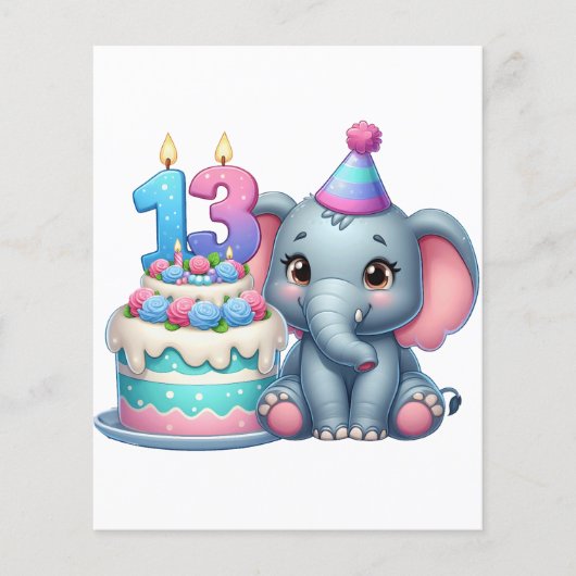 Olifantentaart voor 13e verjaardag flyer (Voorkant)