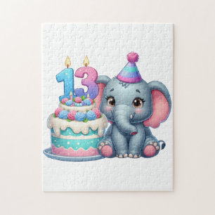 Olifantentaart voor 13e verjaardag legpuzzel