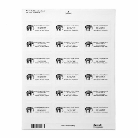  olifantentekening etiket (Full Sheet)