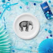  olifantentekening papieren bordje (Feest)