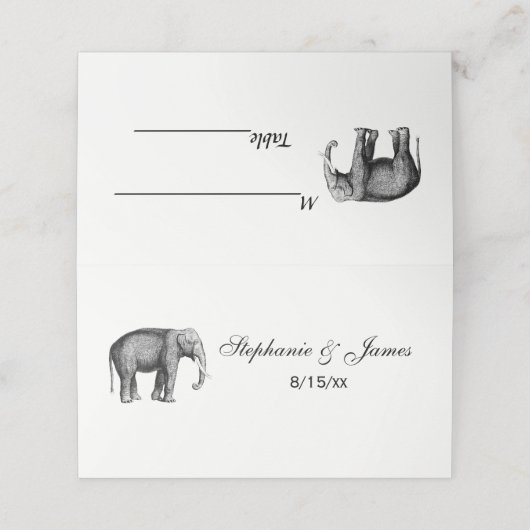  olifantentekening plaatskaartje (Buitenkant ongevouwen)