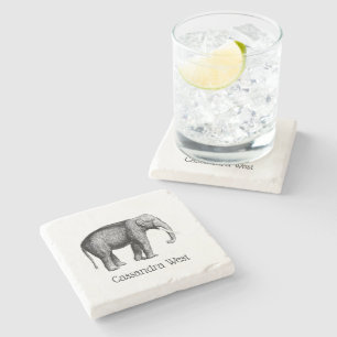 olifantentekening stenen onderzetter