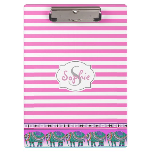  olifantenturquoise gepersonaliseerd klembord (Voorkant)