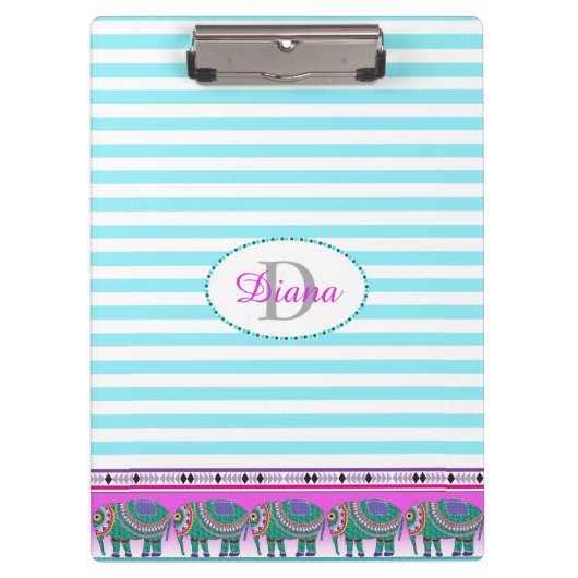  olifantenturquoise gepersonaliseerd klembord (Voorkant)
