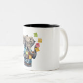 Olifantenvader, ik vergeet nooit... Behalve melk Tweekleurige Koffiemok (Voorkant rechts)