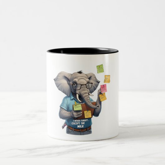 Olifantenvader, ik vergeet nooit... Behalve melk Tweekleurige Koffiemok (Center)