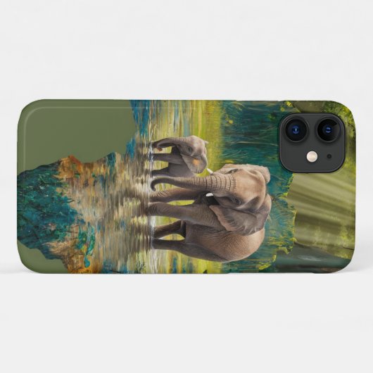 Olifantenwandeling door Afrikaanse wateren Case-Mate iPhone Case (Achterkant (horizontaal))