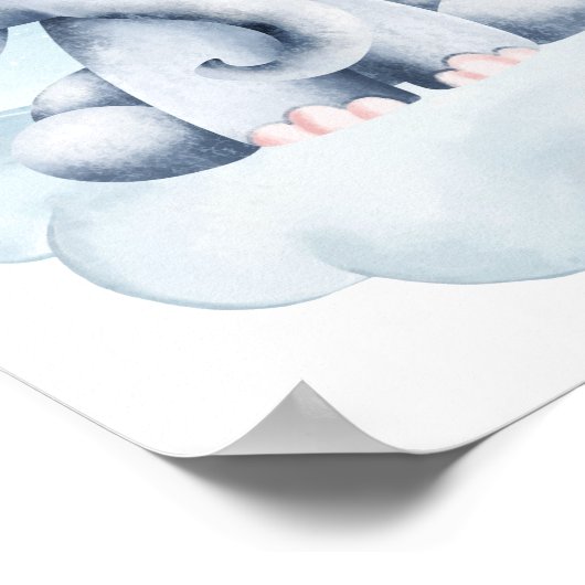 Olifantenwolk kinderkamerposter voor kinderen kame poster (Hoek)