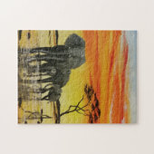 olifantenzonsondergang legpuzzel (Horizontaal)