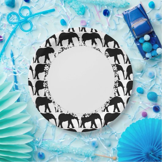 Olifantenzwart-wit-kant_M-L Papieren Bordje (Feest)