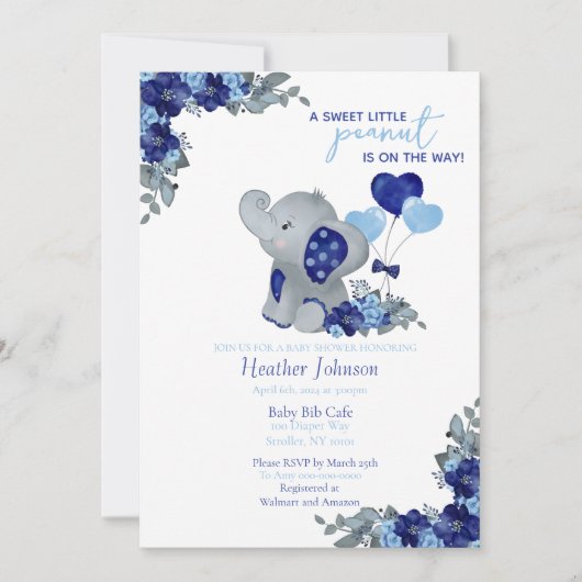 Olifantje Baby Shower Kaart (Voorkant)