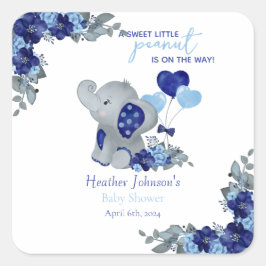 Olifantje Baby Shower Vierkante Sticker