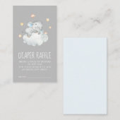 Olifantje | Grijze Baby showers luier Raffle Informatiekaartje (Voorkant / Achterkant)