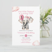 Olifantje Onze kleine pindakaas wordt één verjaard Kaart (Staand voorkant)