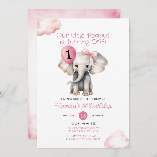 Olifantje Onze kleine pindakaas wordt één verjaard Kaart (Voorkant / Achterkant)