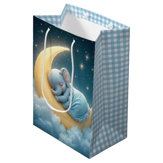 Olifantje op een Maan Medium Cadeauzakje (Voorkant Gekanteld)
