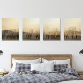Olifantkudde bij zonsondergang print set (Slaapkamer)