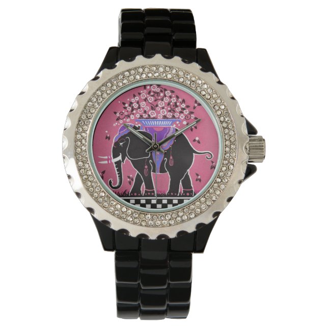 Olifantoptocht in Roze Horloge (Voorkant)