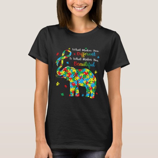 Olifantpuzzel Wat maakt jou anders Autisme Accepta T-shirt (Voorkant)