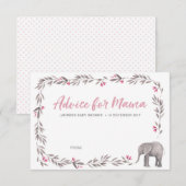 Olifantroze en grijs Baby shower Advies Kaarten (Voorkant / Achterkant)