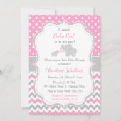 Olifantroze en grijs Baby shower Kaart (Voorkant)