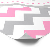 Olifantroze en grijs Baby shower Poster (Hoek)