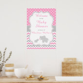 Olifantroze en grijs Baby shower Poster (Keuken)