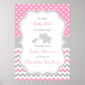 Olifantroze en grijs Baby shower Poster (Voorkant)