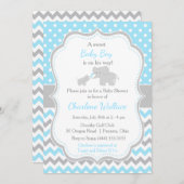 Olifantsblauw en grijs Baby shower Kaart (Voorkant / Achterkant)