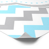 Olifantsblauw en grijs Baby shower Poster (Hoek)