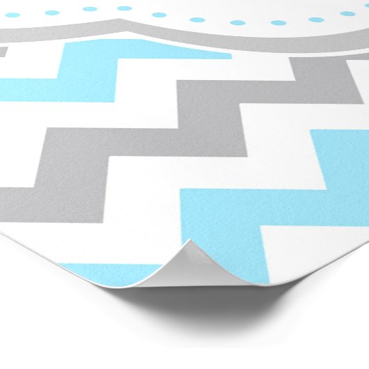 Olifantsblauw en grijs Baby shower Poster (Hoek)