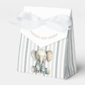 Olifantsblauw gestreept Baby shower Bedankdoosjes (Voorkant Zijde)