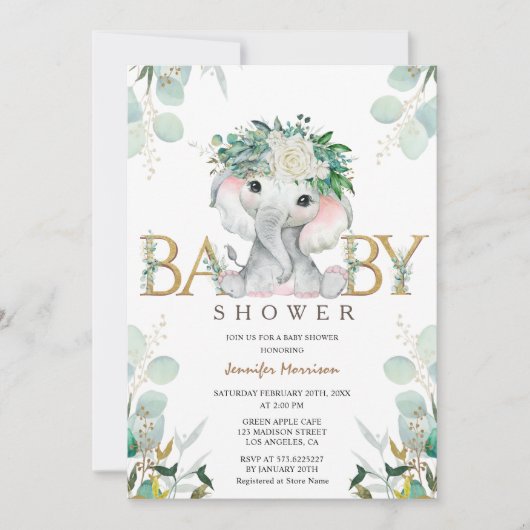 Olifantsgroen Genderneutraal Groen Baby shower Kaart (Voorkant)