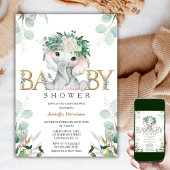 Olifantsgroen Genderneutraal Groen Baby shower Kaart