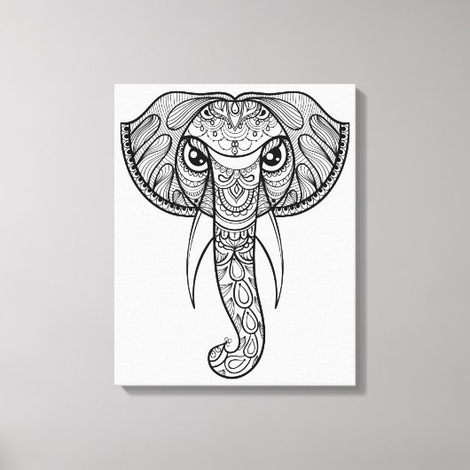 Olifantshoofd Doodle 11 Canvas Afdruk (Voorkant)