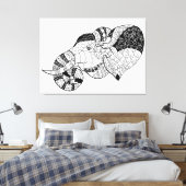 Olifantshoofd Zenstyle Doodle 6 Canvas Afdruk (Insitu (Slaapkamer))