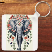 Olifantskop en bloemen sleutelhanger (Achterkant)