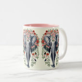 Olifantskop en bloemen tweekleurige koffiemok (Voorkant rechts)