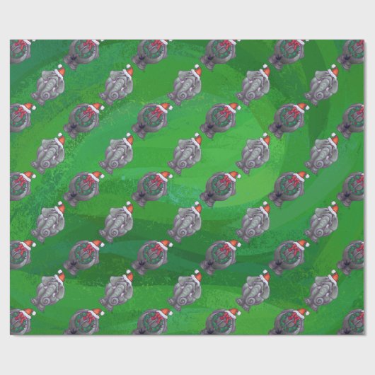 Olifantskoppen en staarten Patroon Kerstmis Cadeaupapier (Vlak)