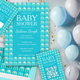 Olifantspatroon Schattige aangepaste BABY SHOWER Kaart