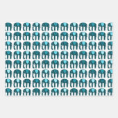 Olifantspatroon Schattige Bright Simple Blue Aqua  Inpakpapier Vel (Voorkant 3)