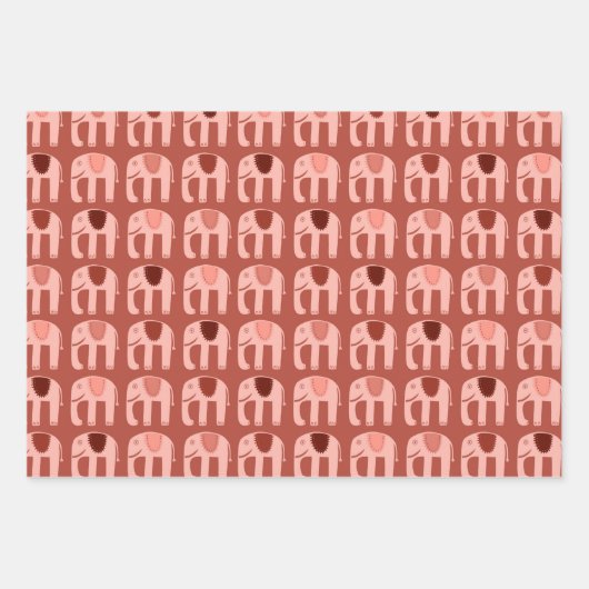Olifantspatroon Schattige Gedempt Eenvoudig Roze R Inpakpapier Vel (Voorkant 2)